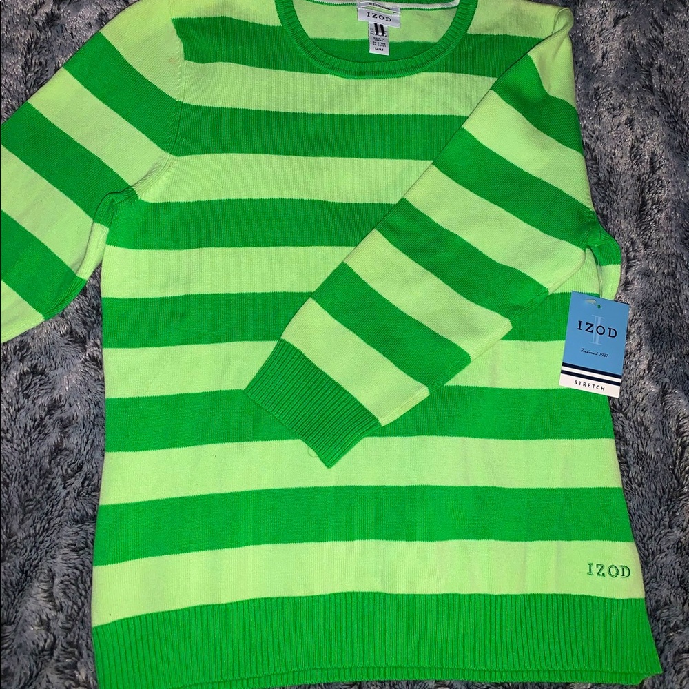 NWT IZOD 3/4 sleeve length striped sweater medium